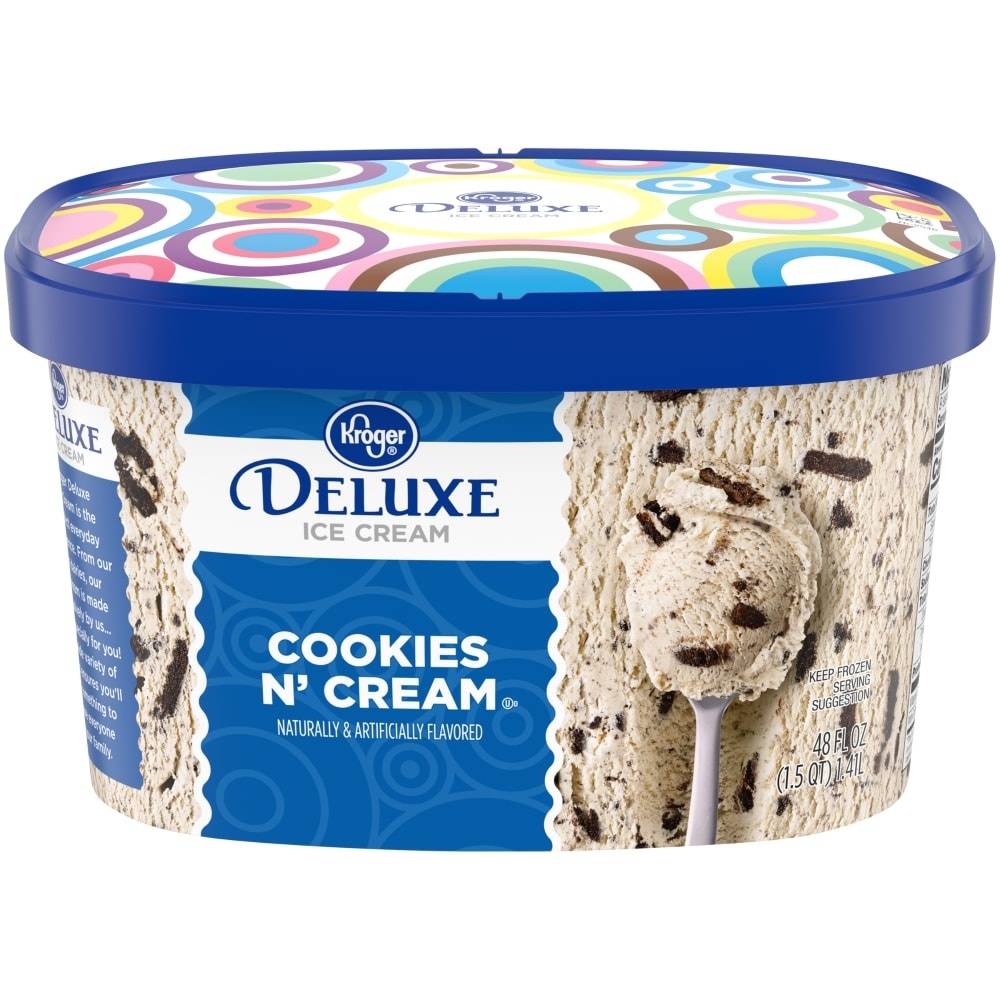 slide 1 of 1, Kroger Deluxe Fun Munch Cookies & Cream Ice Cream, 48 fl oz
