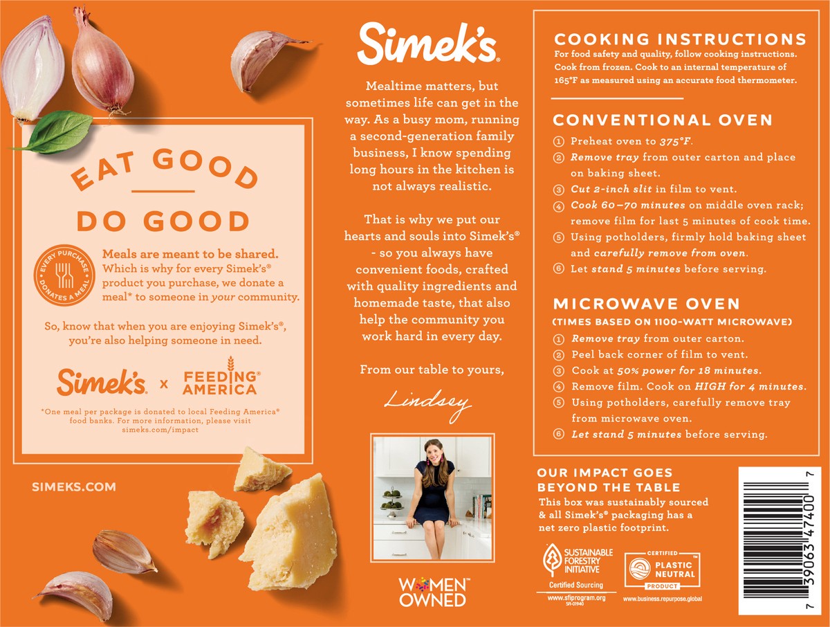 slide 6 of 9, Simek's Baked Ziti, Italian Sausage, Family Size, 32 oz