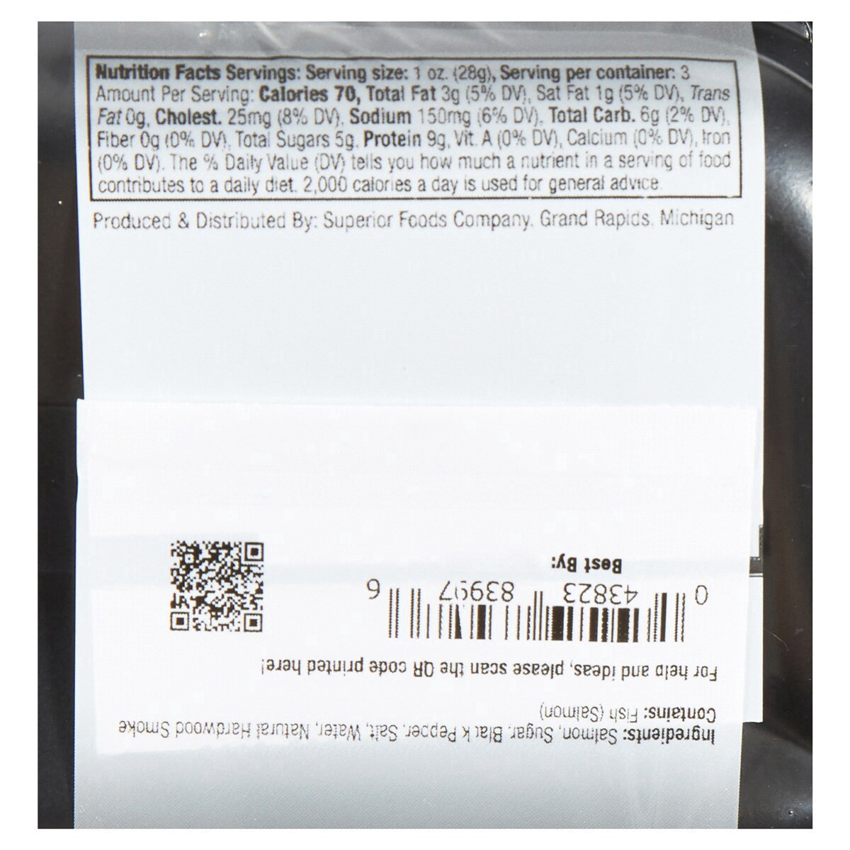 slide 5 of 5, Seafood Superior Select Salt & Peppered Smoked Salmon Jerky., 3 oz