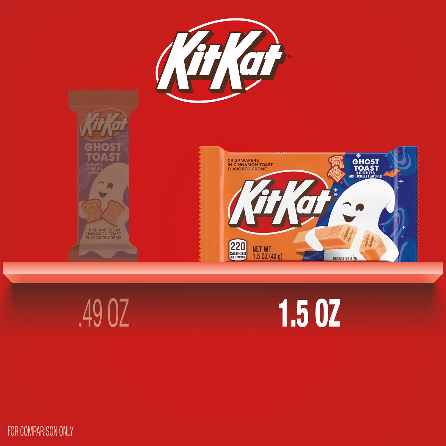 slide 2 of 7, KIT KAT Cinnamon Toast Flavored Creme Wafer Snack Size, Halloween Candy Bar, 1.5 oz, 1.5 oz