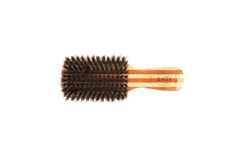 slide 1 of 1, Bass Brushes Classic Men's Club Style Light Wood Handle Hair Brush, 100% Wild Boar Bristles, 1 ct