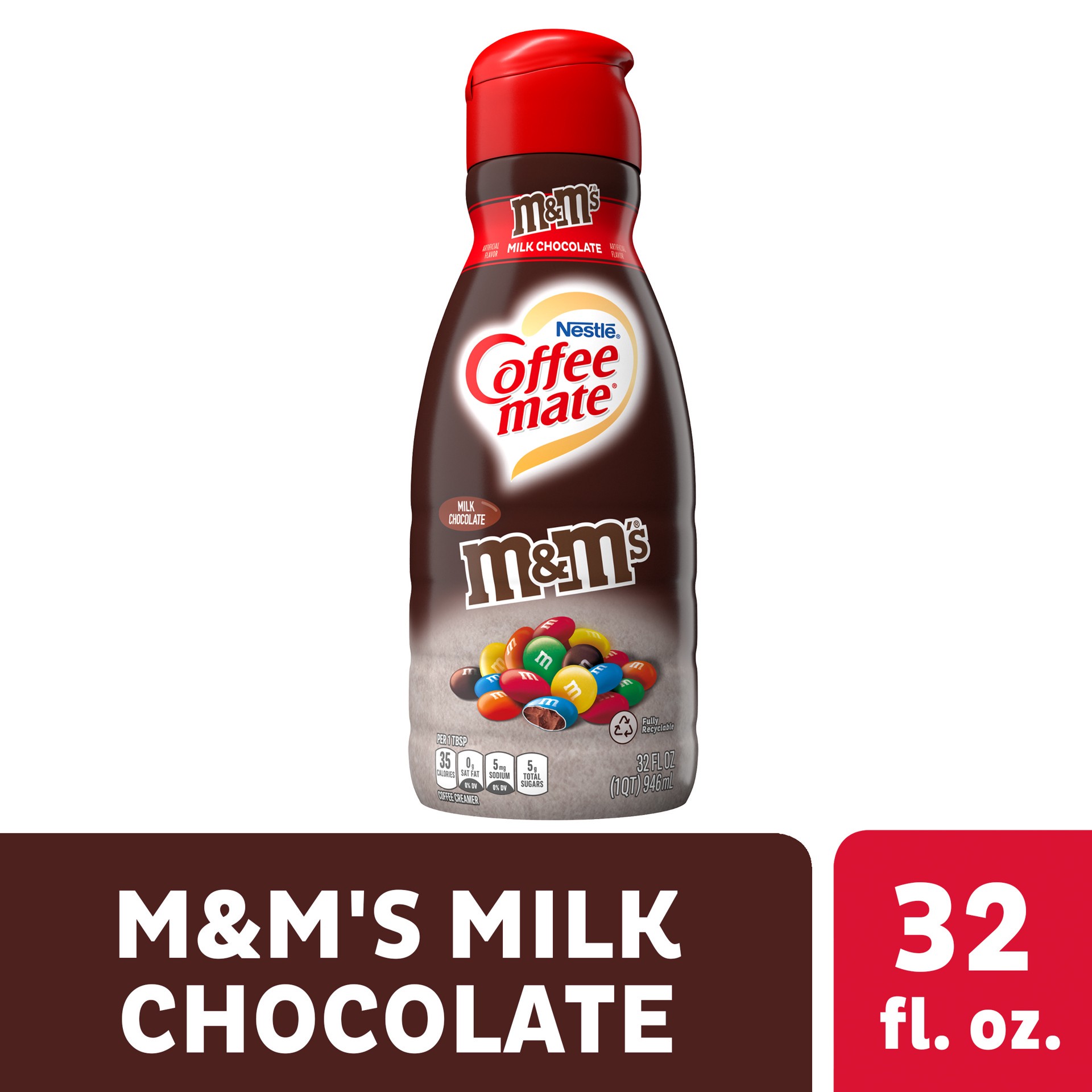 slide 1 of 7, Coffee mate Nestle Coffee mate M&M's Milk Chocolate Liquid Coffee Creamer, 32 oz