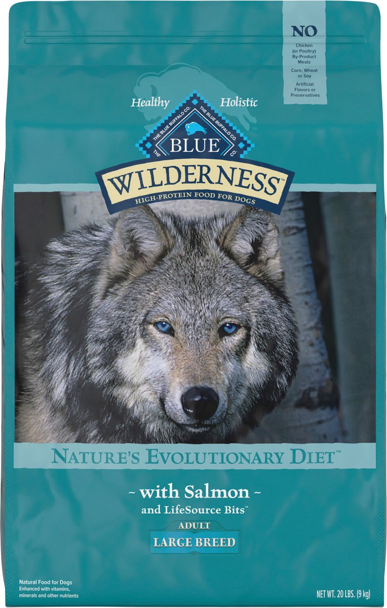 slide 13 of 13, Blue Buffalo Wilderness High Protein, Natural Adult Large Breed Dry Dog Food, Salmon 20-lb, 20 lb