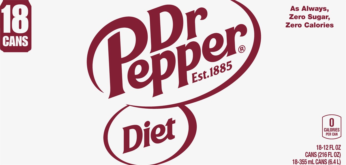 slide 6 of 7, Dr Pepper Diet, 18 cans / 12 fl oz