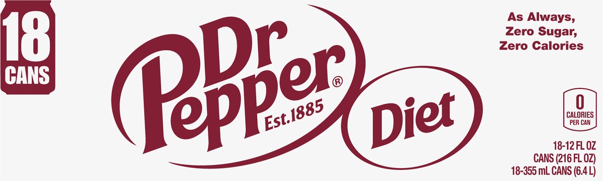 slide 5 of 7, Dr Pepper Diet, 18 cans / 12 fl oz