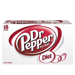 Dr Pepper Diet Dr Pepper Soda, 12 fl oz cans, 18 pack