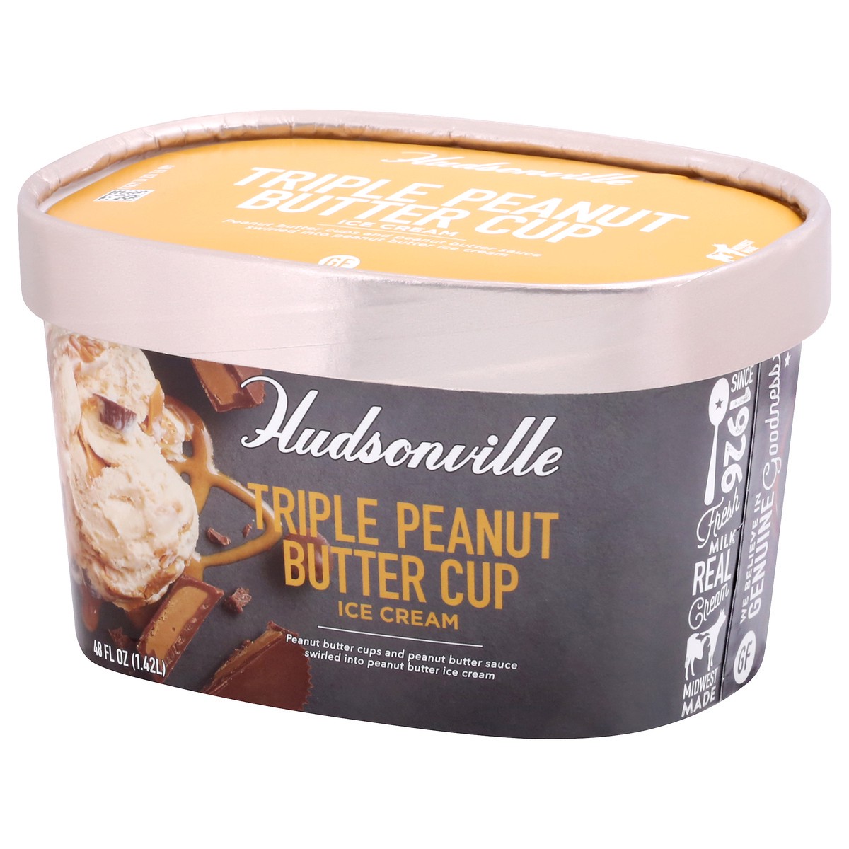 slide 5 of 9, Hudsonville Triple Peanut Butter Cup Ice Cream 48 oz, 48 oz