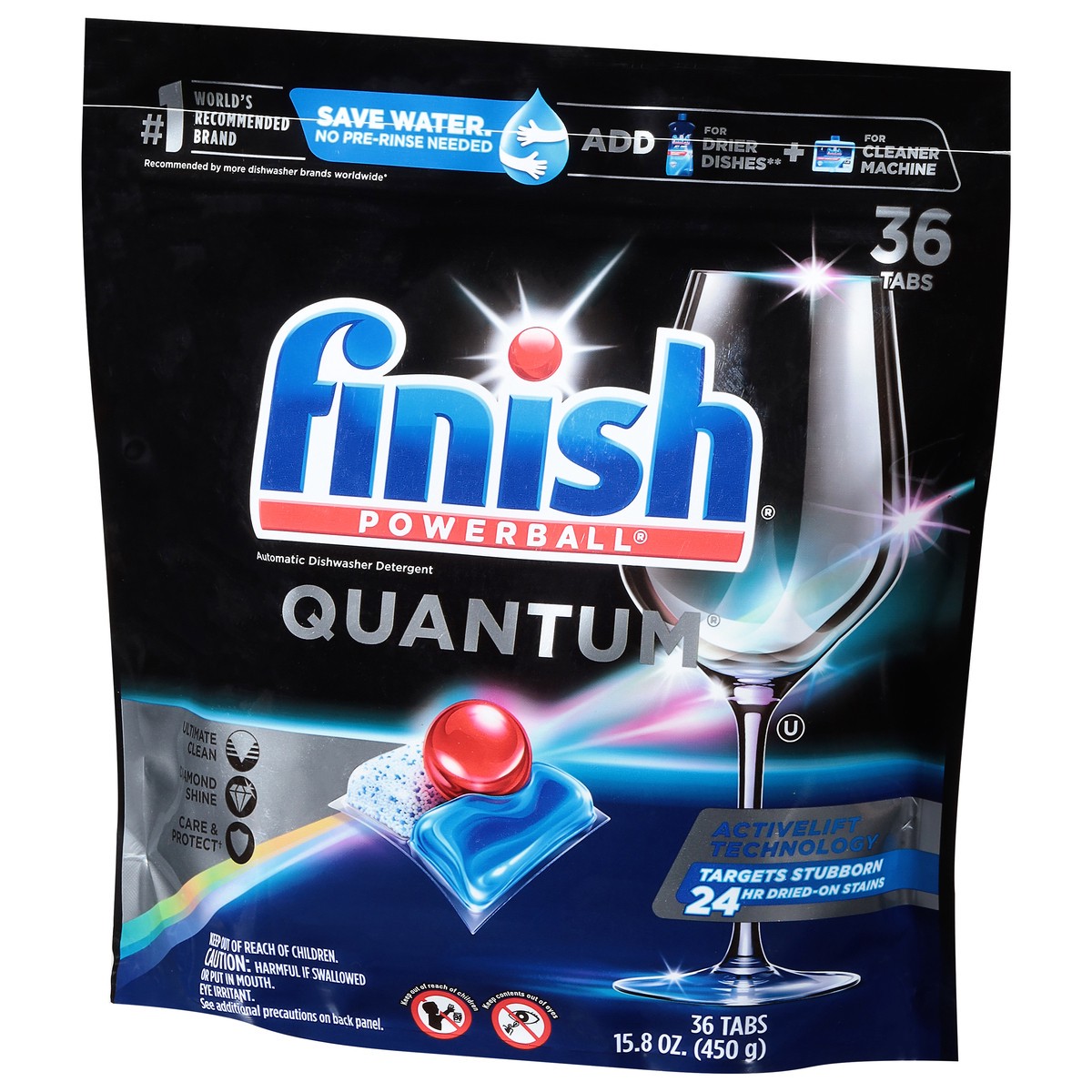 slide 3 of 9, Finish Quantum with Activblu technology 36ct, Dishwasher Detergent Tabs, Ultimate Clean and Shine, 36 ct