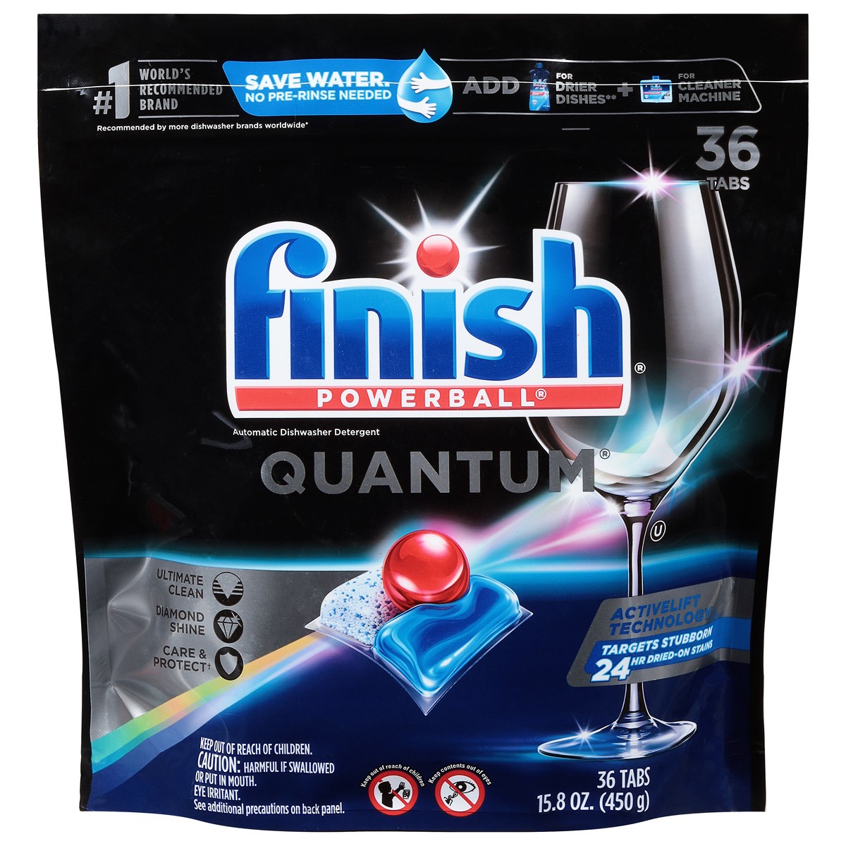 slide 1 of 9, Finish Quantum with Activblu technology 36ct, Dishwasher Detergent Tabs, Ultimate Clean and Shine, 36 ct