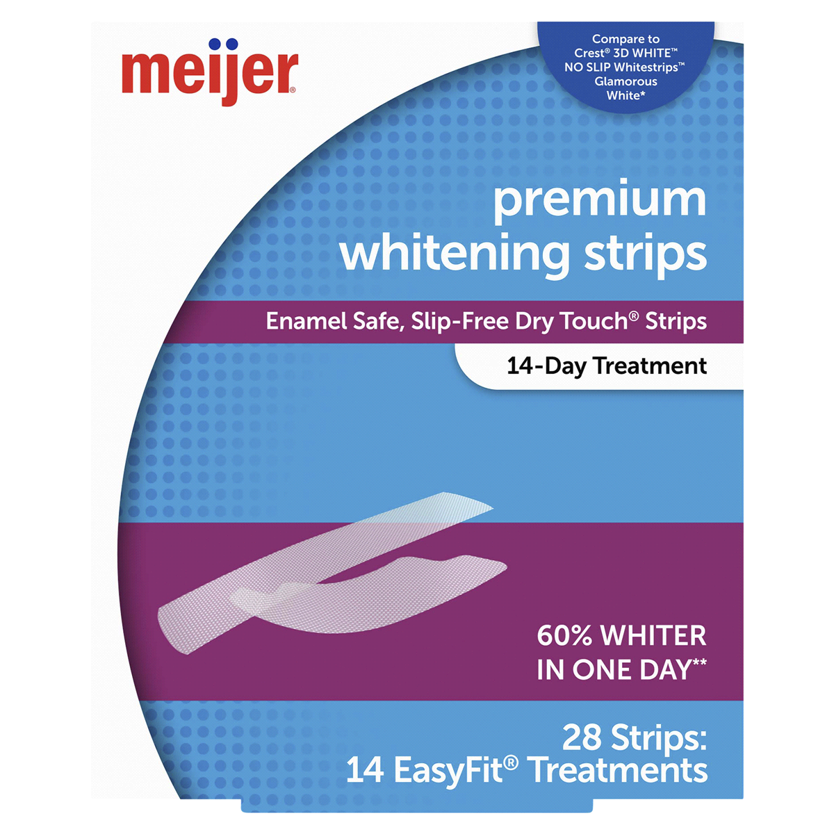slide 1 of 21, Meijer Glistening White Whitening Strips, 14 Day Treatment, 28 Strips, 14 CT     