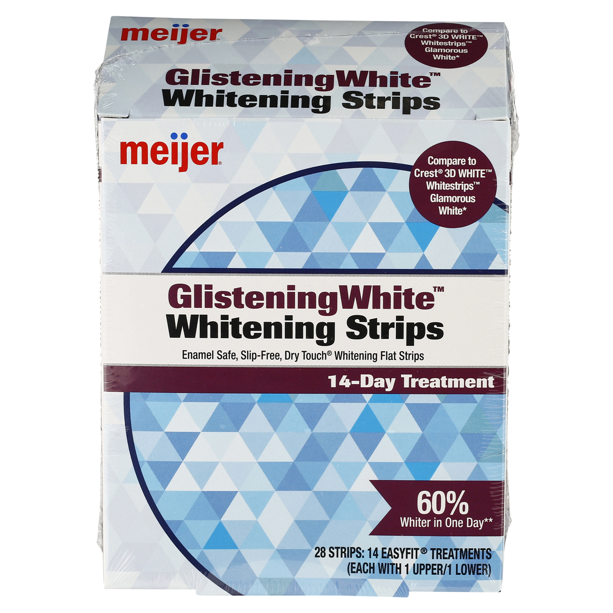 slide 1 of 1, Meijer Glistening White Whitening Strips, 14 Day Treatment, 1 ct