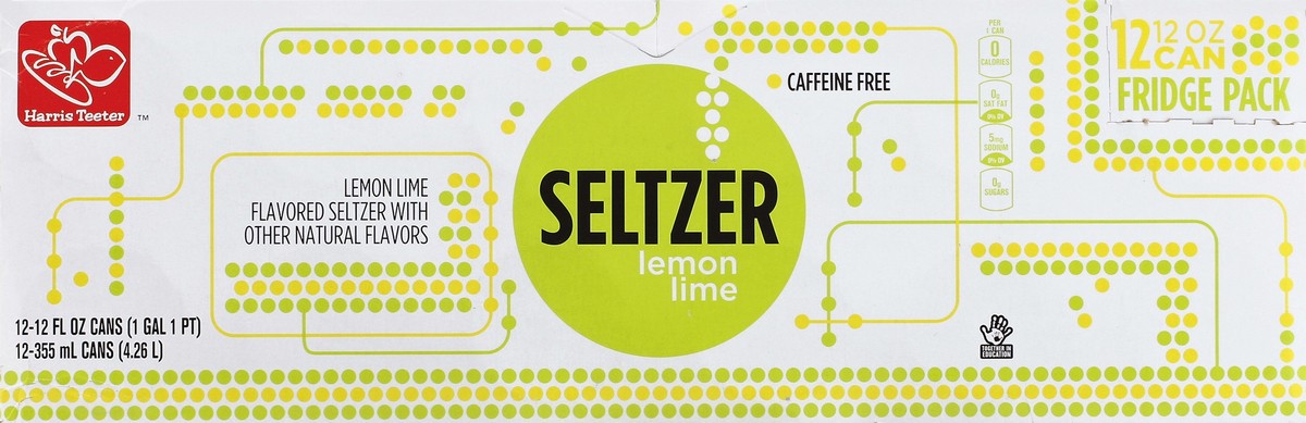 slide 4 of 6, Harris Teeter Fridge Pack Lemon Lime Seltzer - 12 Pack Cans, 144 oz