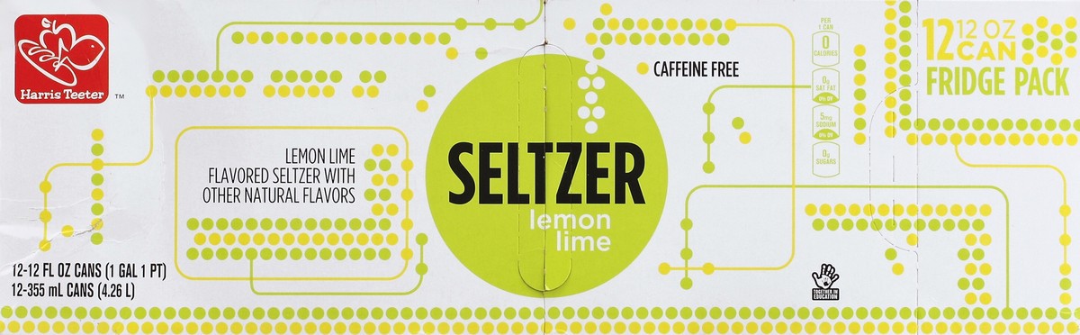 slide 5 of 6, Harris Teeter Fridge Pack Lemon Lime Seltzer - 12 Pack Cans, 144 oz