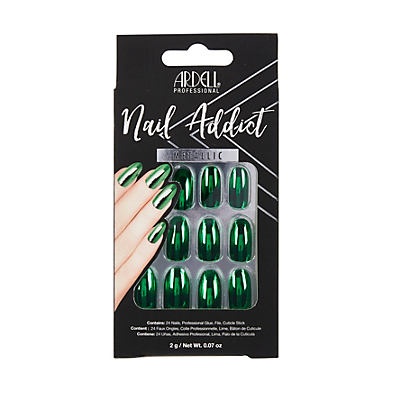 slide 1 of 1, Ardell Nail Addict Metallic Green Artificial Nails, 24 ct