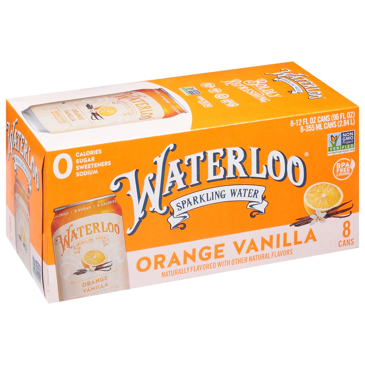 slide 2 of 11, Waterloo Orange Vanilla Sparkling Water 8 - 12 fl oz Cans, 8 ct