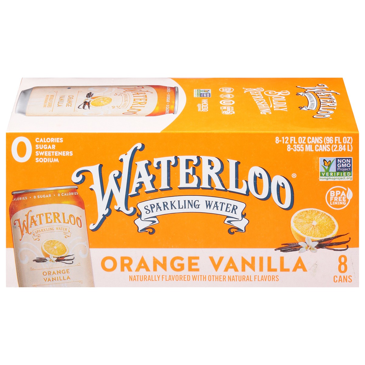 slide 8 of 11, Waterloo Orange Vanilla Sparkling Water - 8 ct, 8 ct; 12 fl oz