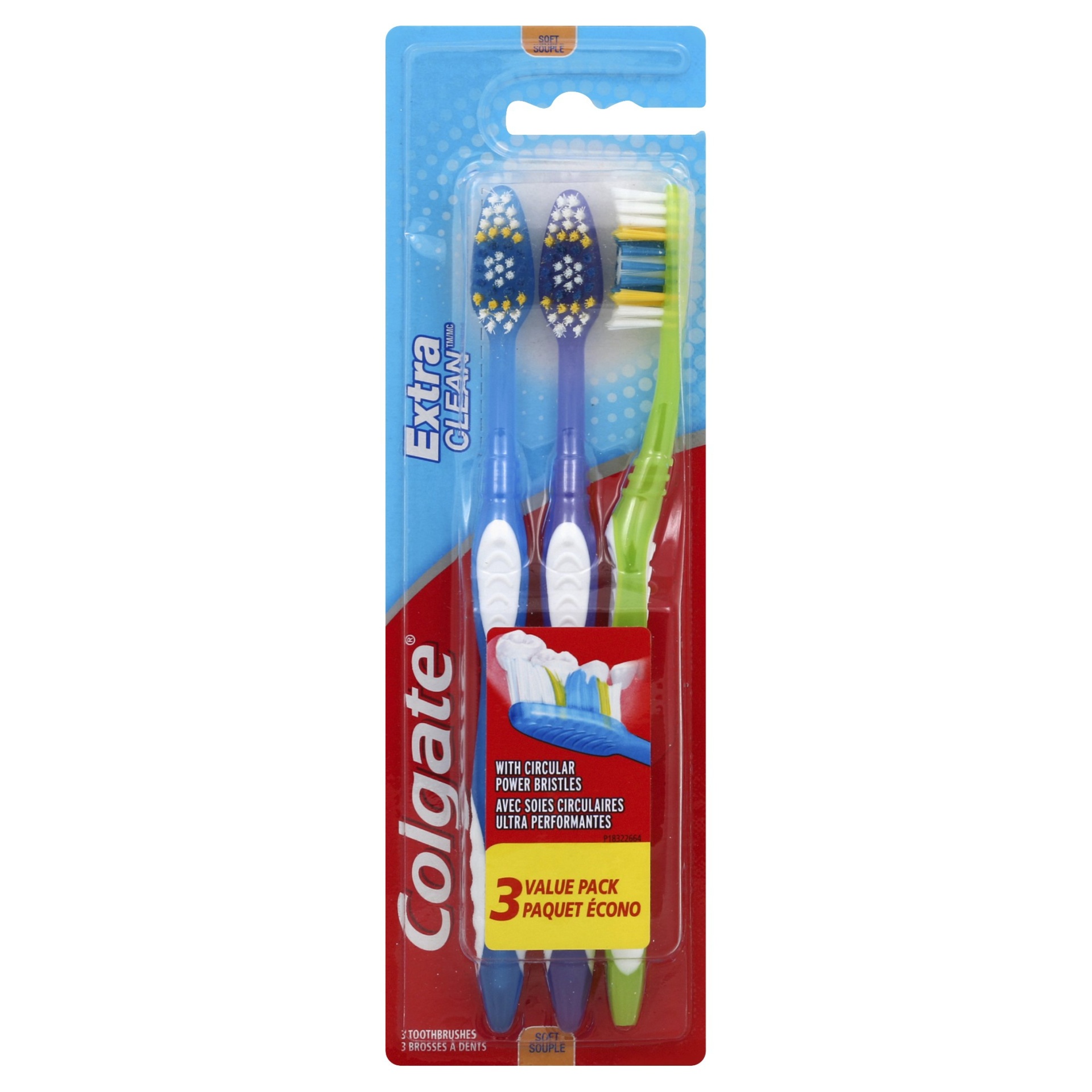 slide 1 of 6, Colgate Extra Clean Toothbrush, Soft Bristle, 3 Pack, 1 ct