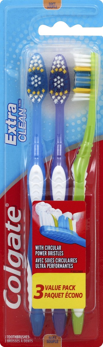 slide 6 of 6, Colgate Extra Clean Toothbrush, Soft Bristle, 3 Pack, 1 ct