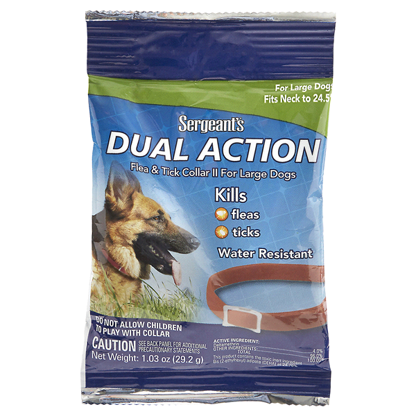 slide 1 of 1, Sergeant's Dual Action Flea & Tick Collar For Large Dogs, 1 ct