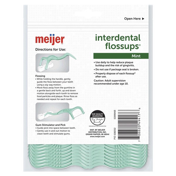 slide 4 of 5, Meijer Mint Interdental Flossups with Gum Stimulator and Pick, 90 ct