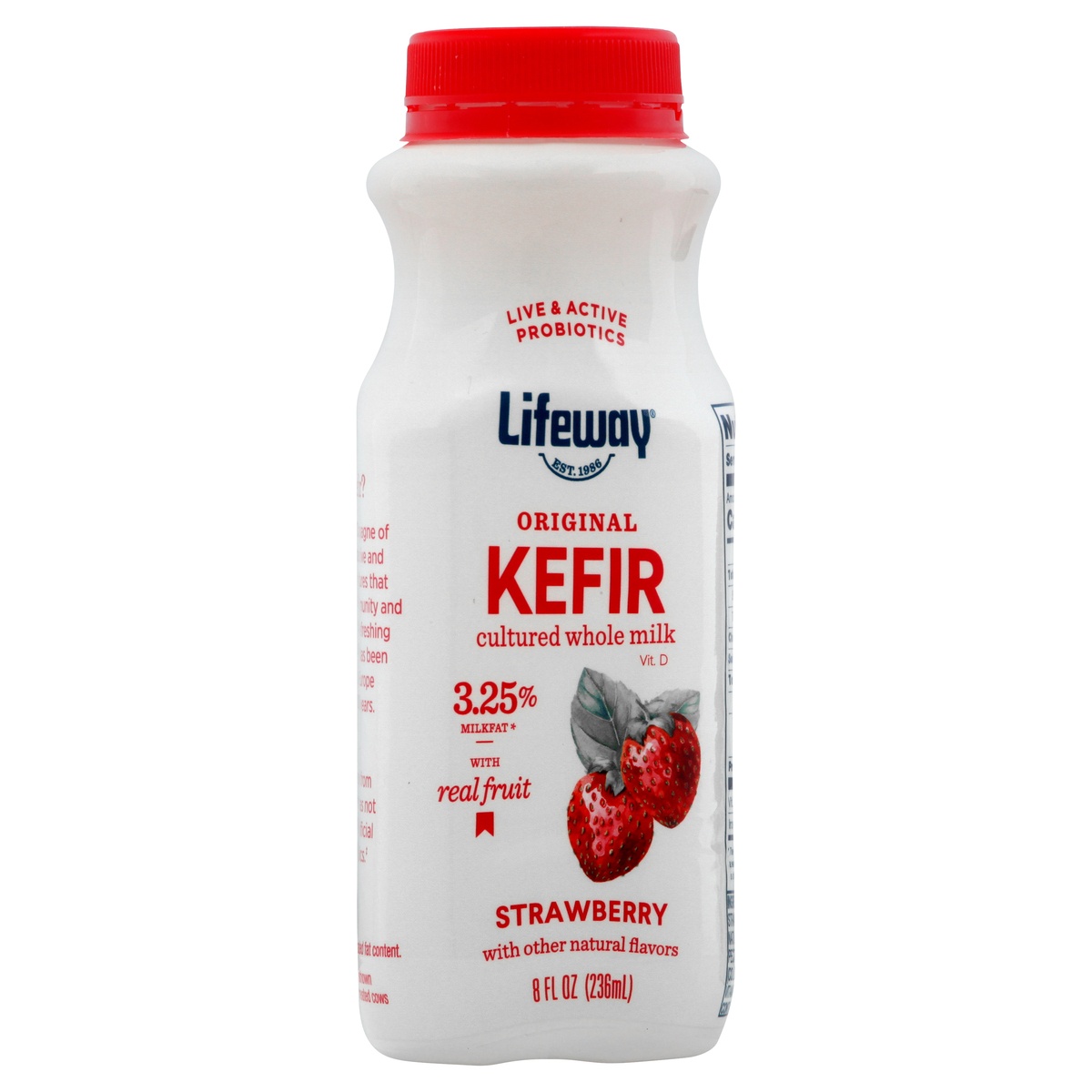 slide 1 of 1, Lifeway Original Kefir Cultured Whole Milk Strawberry, 8 oz