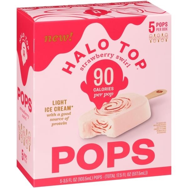 slide 1 of 7, Halo Top Creamery Strawberry Swirl Light Ice Cream Pops, 5 ct; 3.5 fl oz