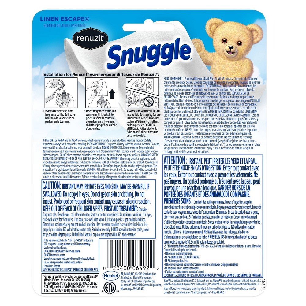 slide 3 of 3, Renuzit Snuggle Linen Escape Oil Refill, 2 ct; 0.67 fl oz