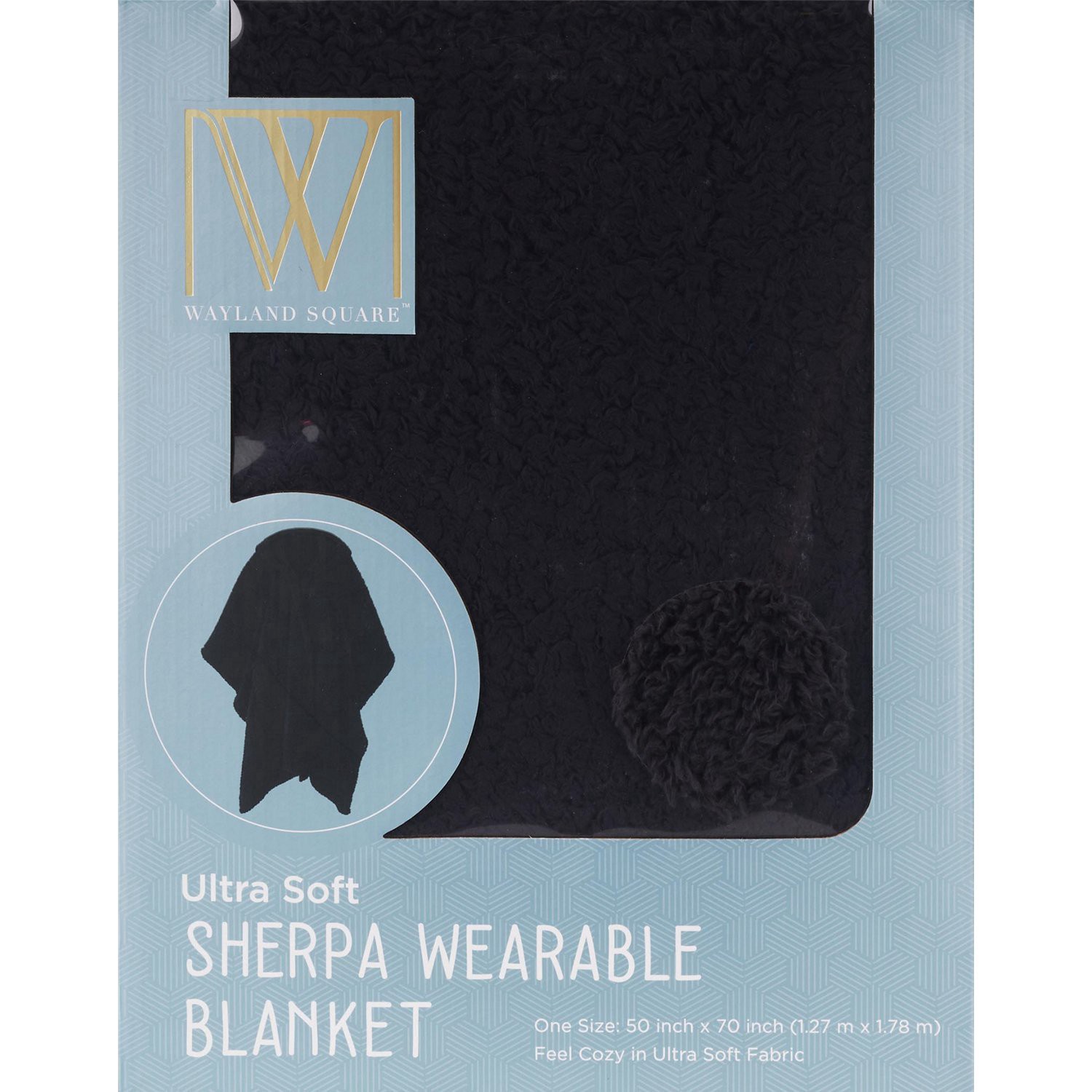 slide 1 of 4, WAYLAND SQUARE Hooded Sherpa Throw, 1 ct