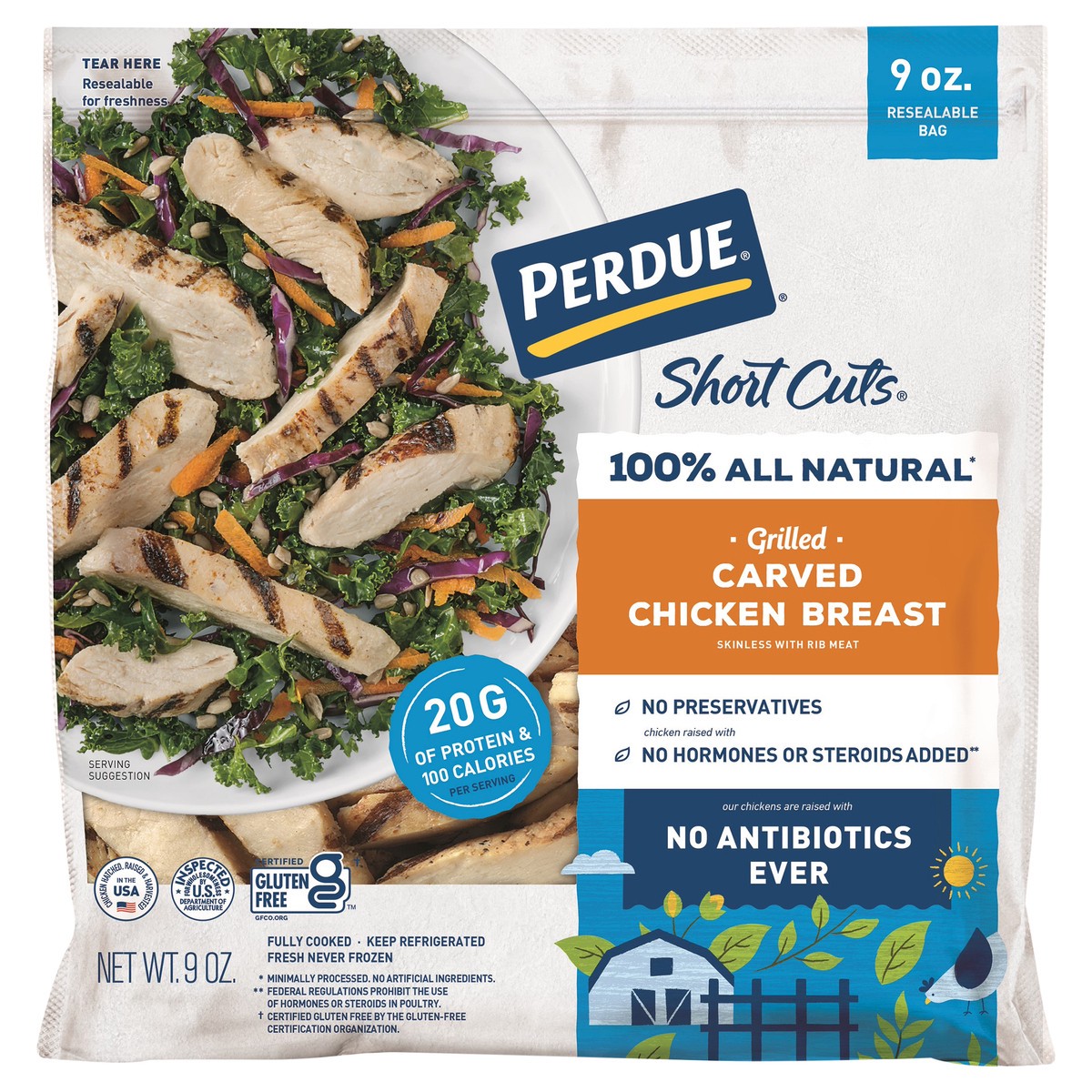 slide 3 of 8, Perdue Short Cuts Grilled Carved Chicken Breast 9 oz, 8 oz