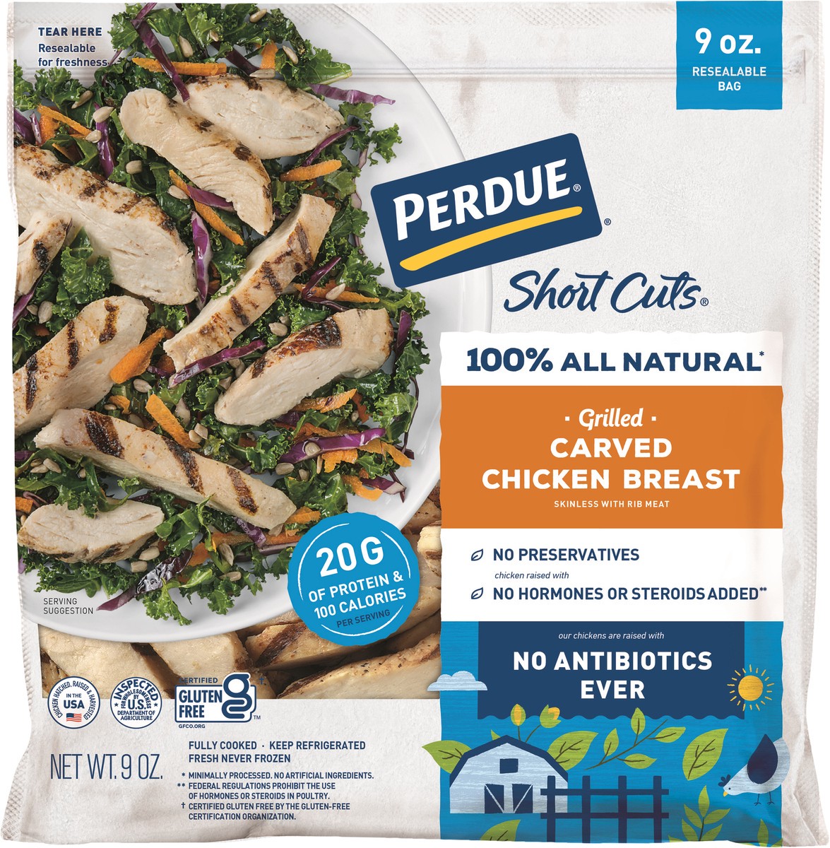 slide 1 of 8, Perdue Short Cuts Grilled Carved Chicken Breast 9 oz, 8 oz