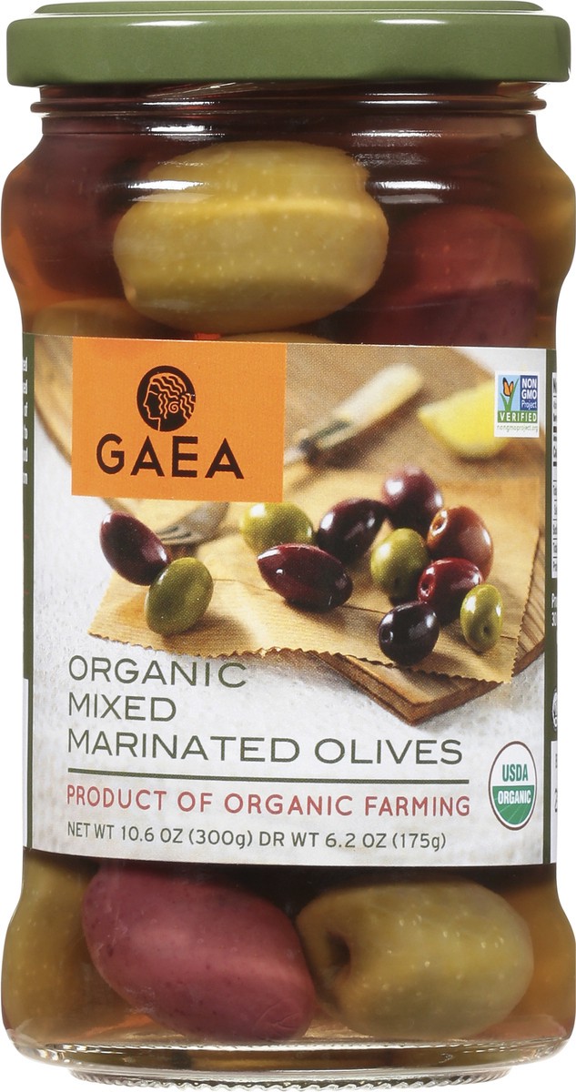 slide 1 of 12, Gaea Organic Marinated Mixed Olives 10.6 oz, 10.6 oz