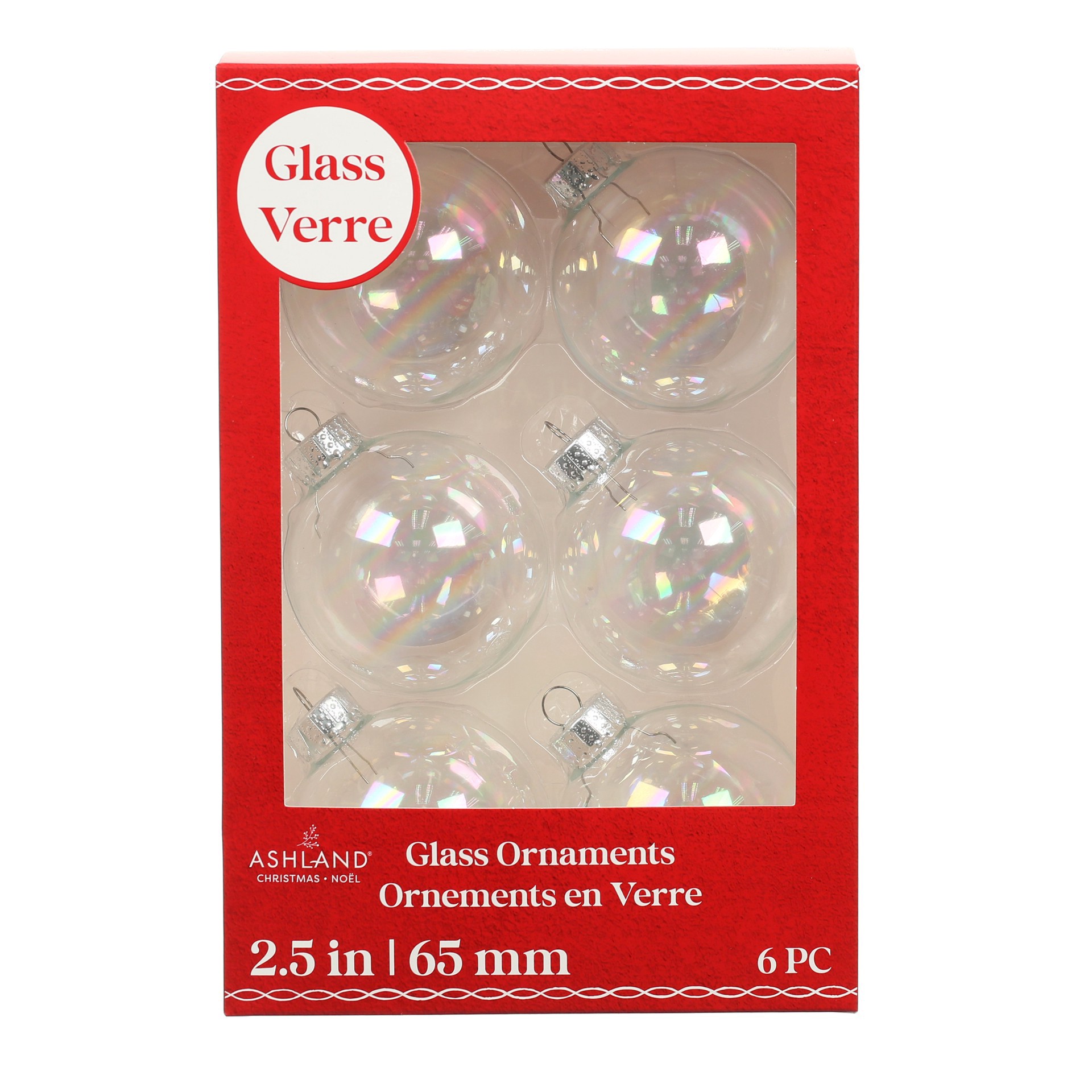 slide 3 of 3, 6 Pack 2.5" Iridescent Glass Ball Ornaments By Ashland, 6 ct