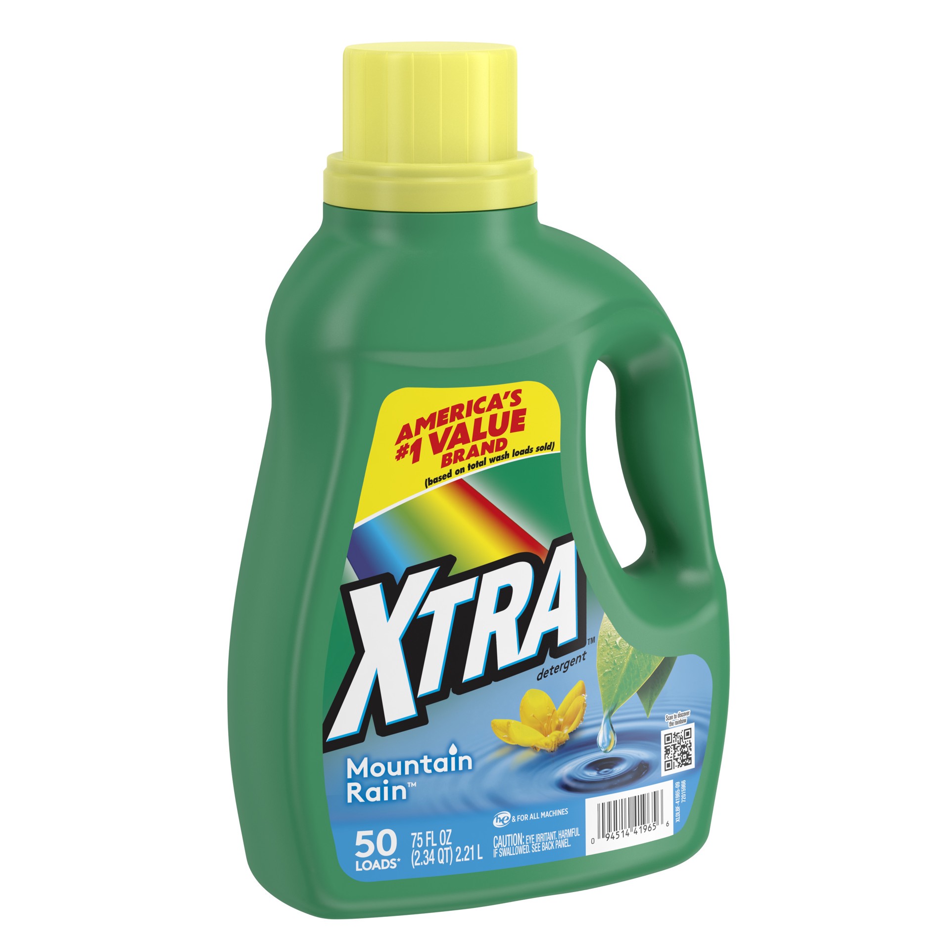 slide 4 of 5, Xtra Liquid Laundry Detergent, Mountain Rain, 75oz, 75 fl oz