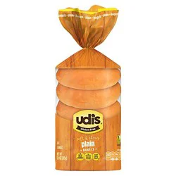 Udis Gluten Free Bagels Plain - 13.9 Oz