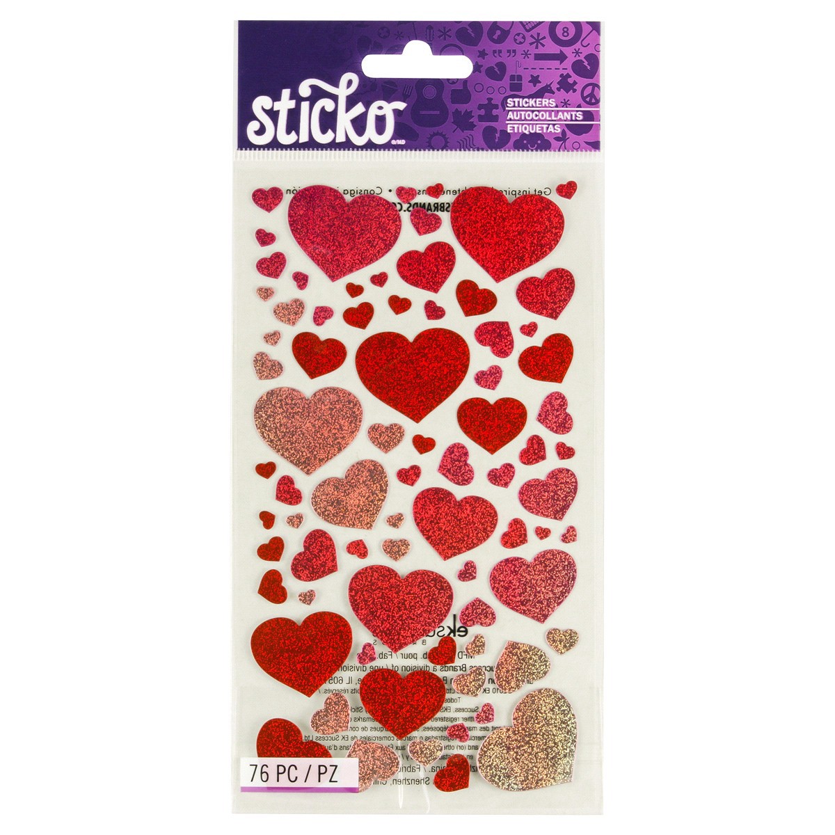 slide 1 of 5, Sticko Stickers Blissful Hearts, 76 ct