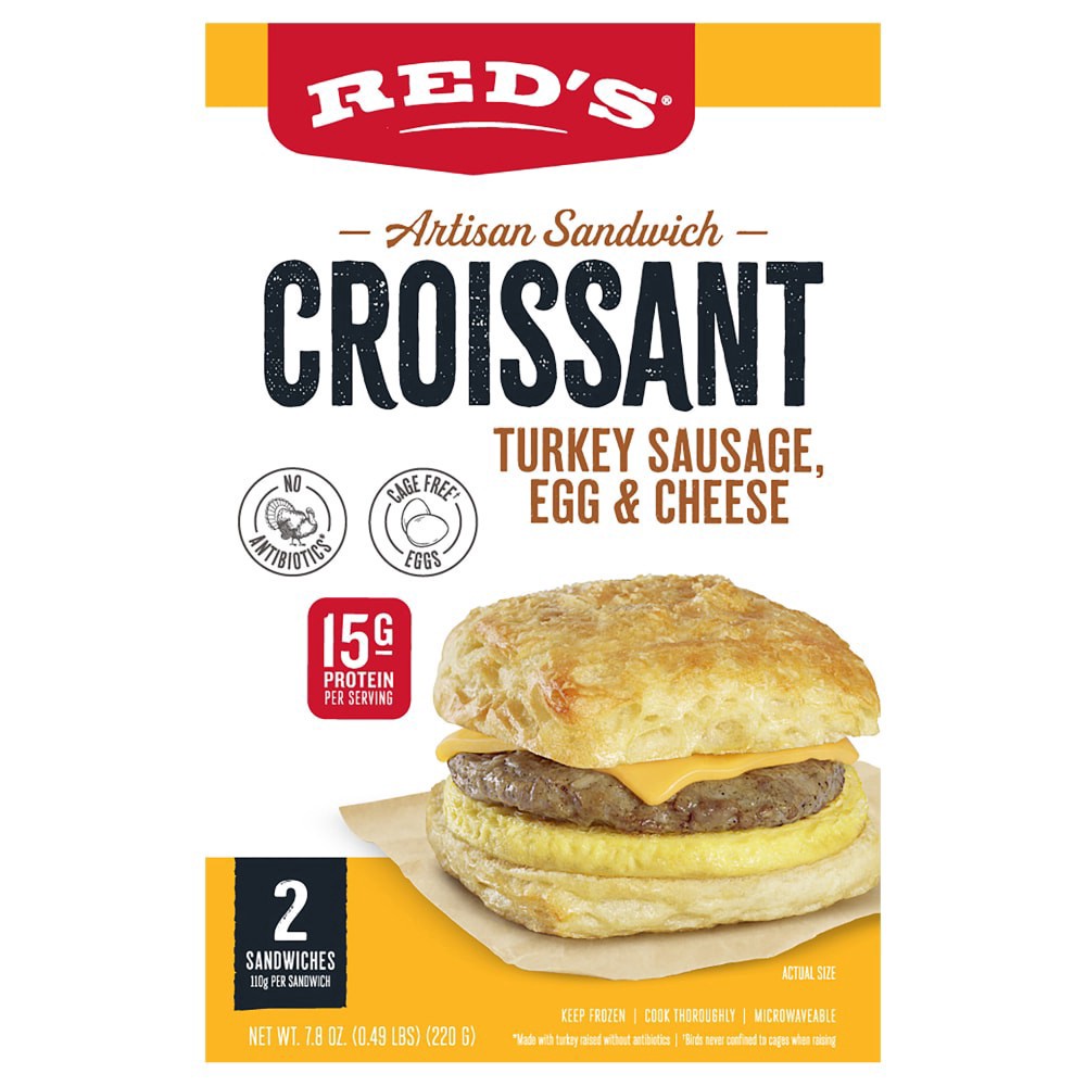 slide 3 of 3, Red's Turkey Sausage Croissant Breakfast Sandwich 2pk, 2 ct