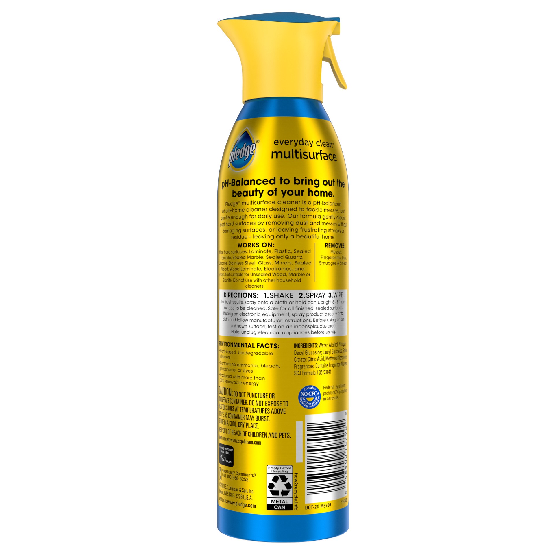 slide 3 of 5, Pledge pH-Balanced Multisurface Spray, Everyday Cleaner, Rainshower Scent, 9.7oz, 9.7 oz