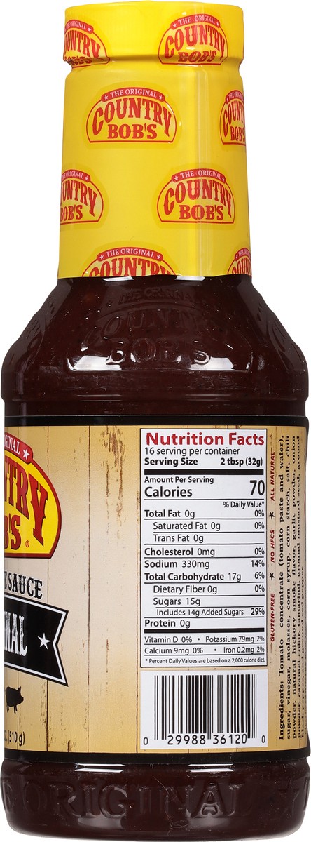 slide 9 of 9, Country Bob's Original Barbecue Sauce 18 oz, 18 oz