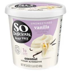 So Delicious Dairy Free Coconut Yogurt Alternative, Unsweetened Vanilla, Vegan, Gluten Free, Non-GMO, Creamy Plant Based Yogurt Alternative, 24 oz Container