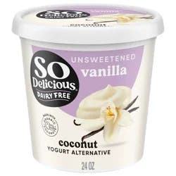 So Delicious Dairy Free Coconut Yogurt Alternative, Unsweetened Vanilla, Vegan, Gluten Free, Non-GMO, Creamy Plant Based Yogurt Alternative, 24 oz Container