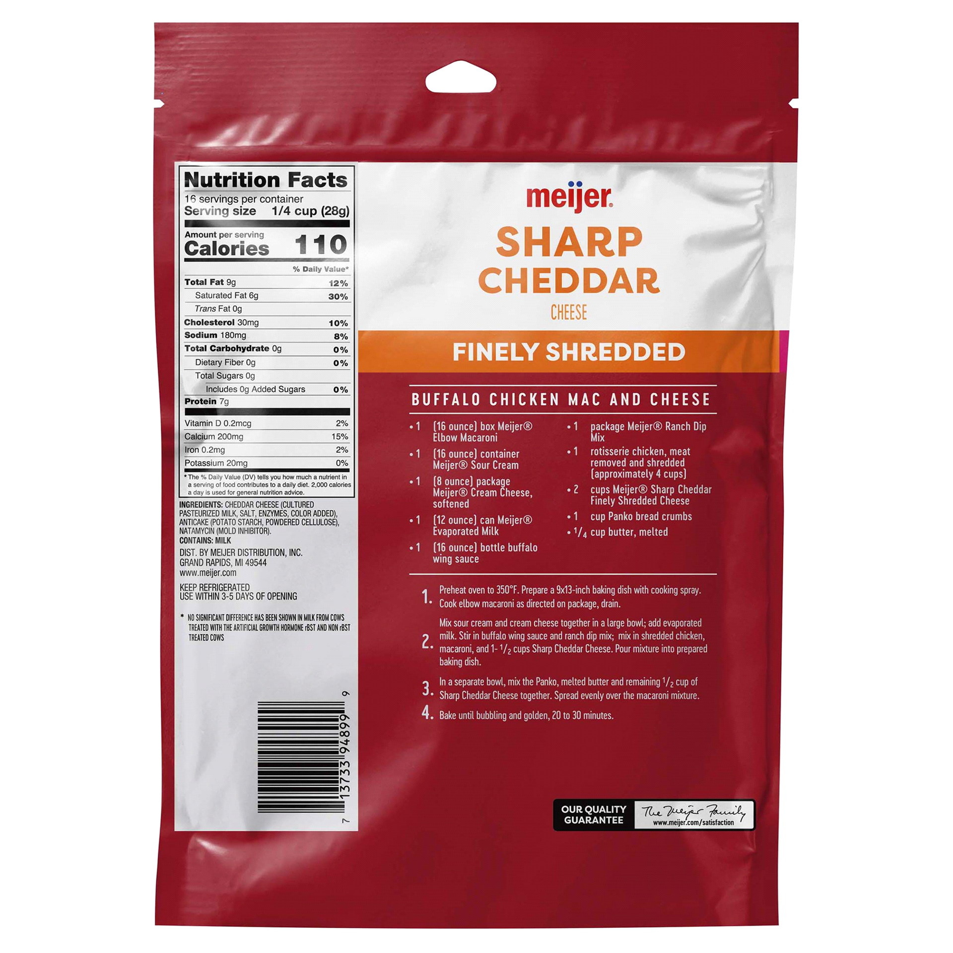 slide 5 of 5, Meijer Finely Shredded Sharp Cheddar Cheese, 16 oz