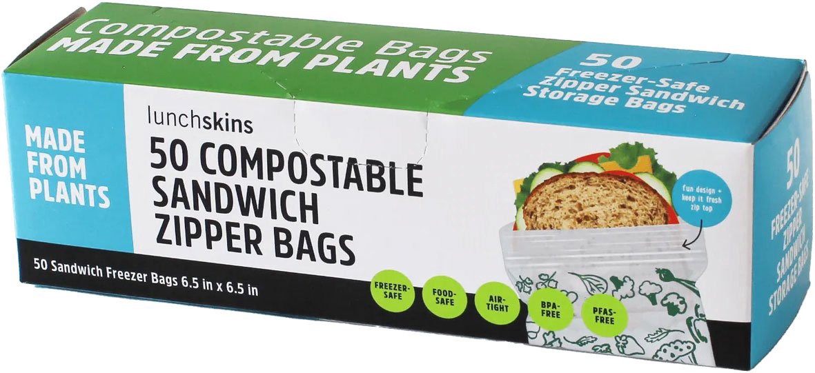 slide 1 of 1, Lunchskins Bag Storage Comp Sandw Zip, 50 ct