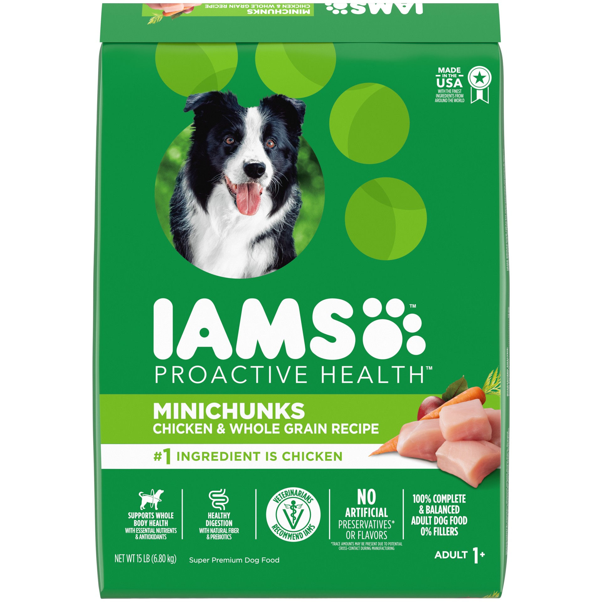 slide 1 of 6, Iams Proactive Health Adult Minichunks Small Kibble Dry Dog Food With Real Chicken, 15 lb