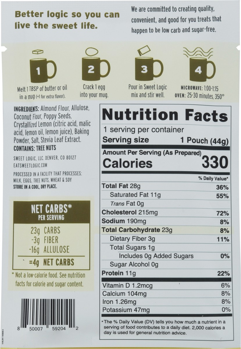 slide 6 of 9, Sweet Logic Luscious Lemon Poppyseed Mug Cake Mix 1.6 oz, 1.6 oz