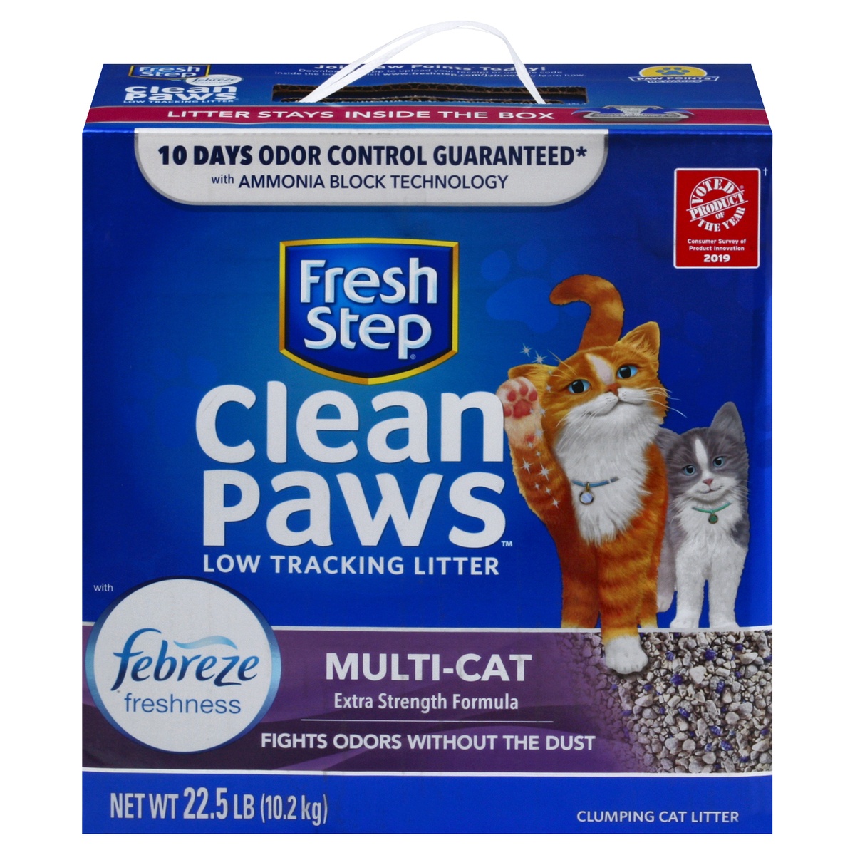 slide 1 of 1, Fresh Step Clean Paws Multi-Cat Scented Clumping Cat Litter, 22.5 lb