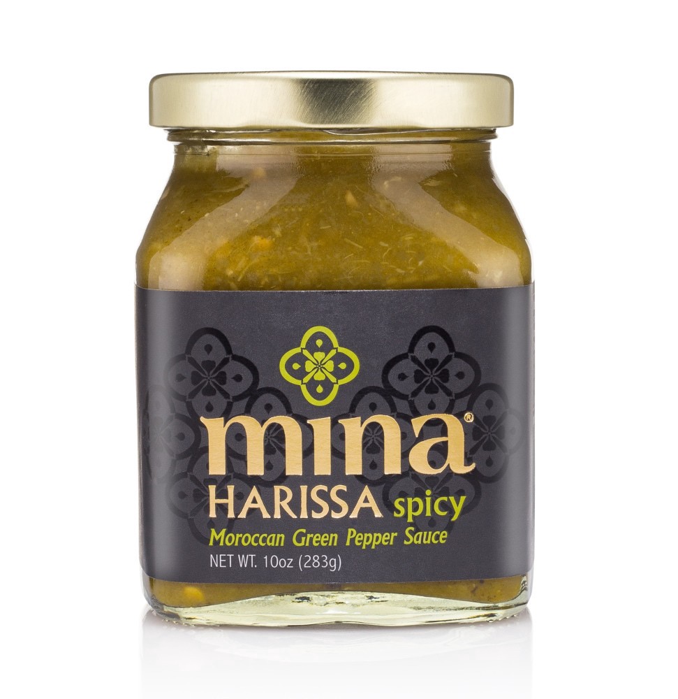 slide 1 of 2, Mina Harissa Spicy Moroccan Green Pepper Sauce, 10 oz