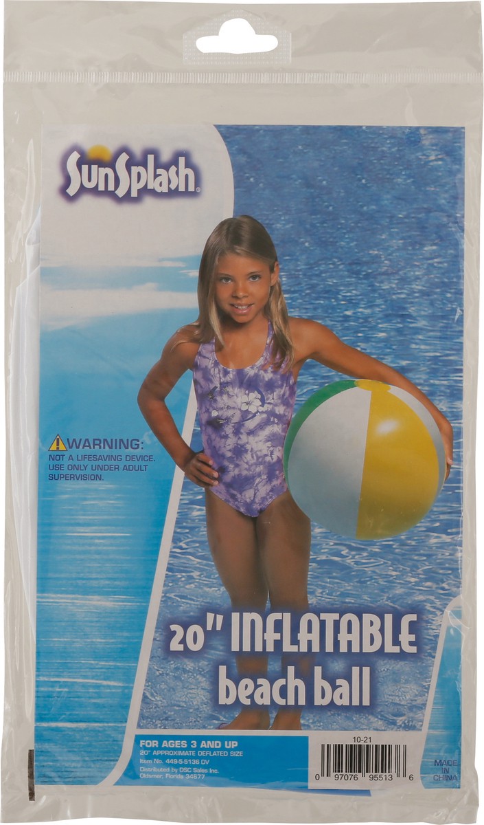 slide 10 of 12, SunSplash 20 Inches Inflatable Beach Ball 1 ea, 1 ea