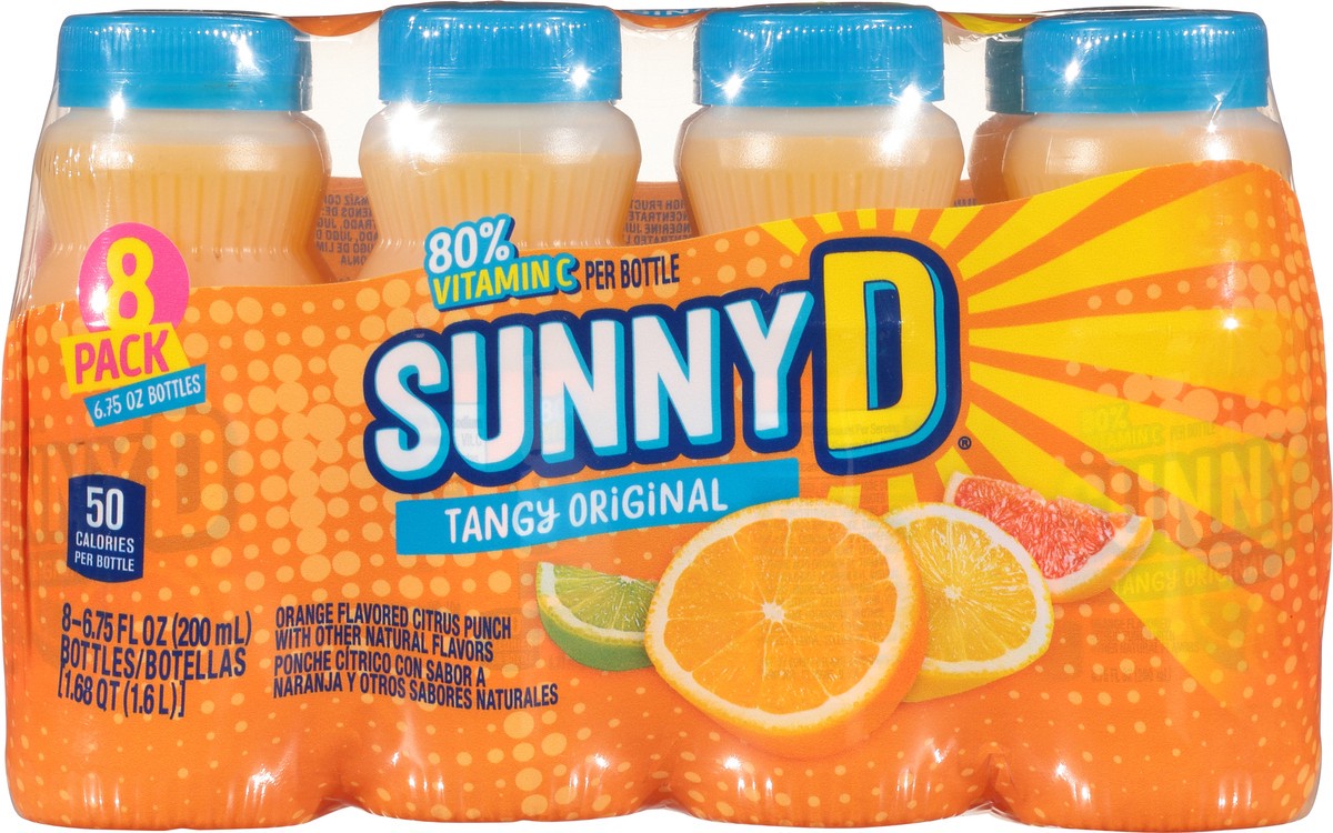 slide 8 of 9, Sunny D Sunnyd Tangy Original Orange Juice Drink, 8 Count, 6.75 Fl Oz Bottles, 8 ct