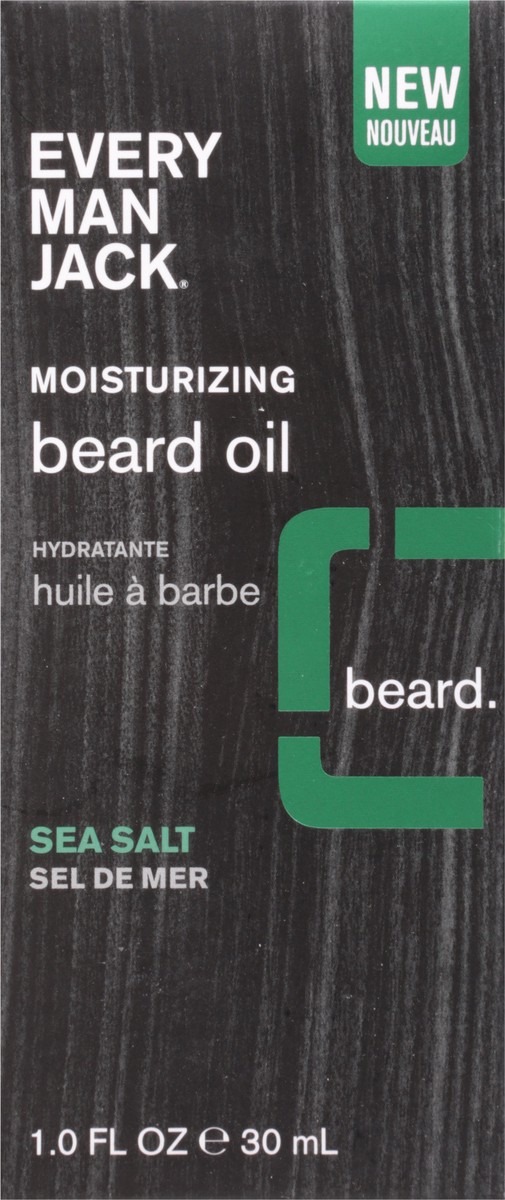 slide 5 of 9, Every Man Jack Mens Beard Oil - Subtle Sea Salt Fragrance - Deeply Moisturizes and Softens Your Beard and Adds a Natural Shine - Naturally Derived with Shea Butter and Coconut Oil - 1 fl oz, 1 oz