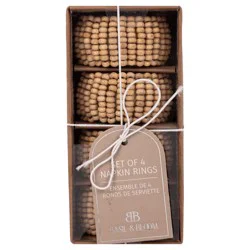 Basil & Bloom Wood Beaded Napkin Ring Set